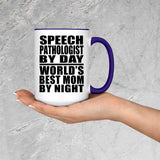 Speech Pathologist By Day World's Best Mom By Night - 15oz Accent Mug Purple