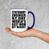 Stationary Engineer By Day World's Best Mom By Night - 15oz Accent Mug Purple