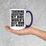 Teaching Assistant By Day World's Best Mom By Night - 15oz Accent Mug Purple