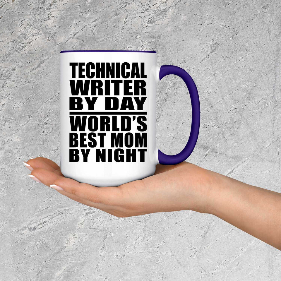 Technical Writer By Day World's Best Mom By Night - 15oz Accent Mug Purple