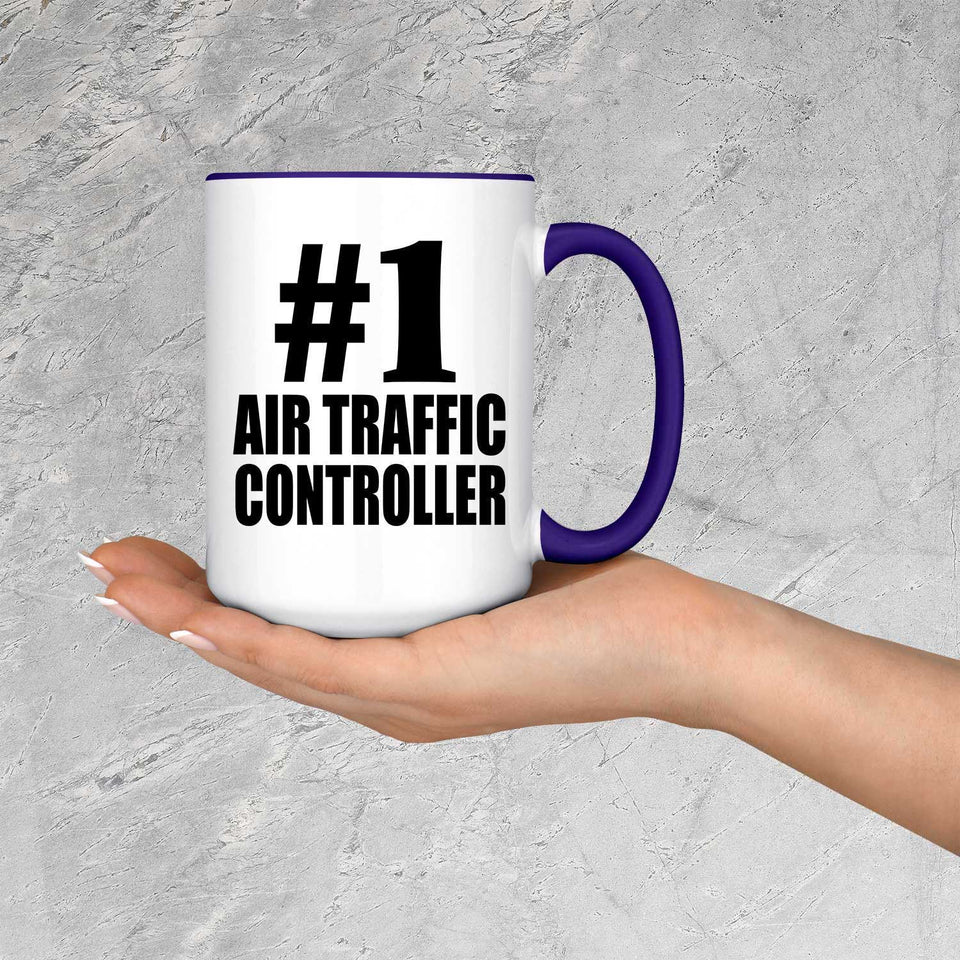 Number One #1 Air Traffic Controller - 15oz Accent Mug Purple