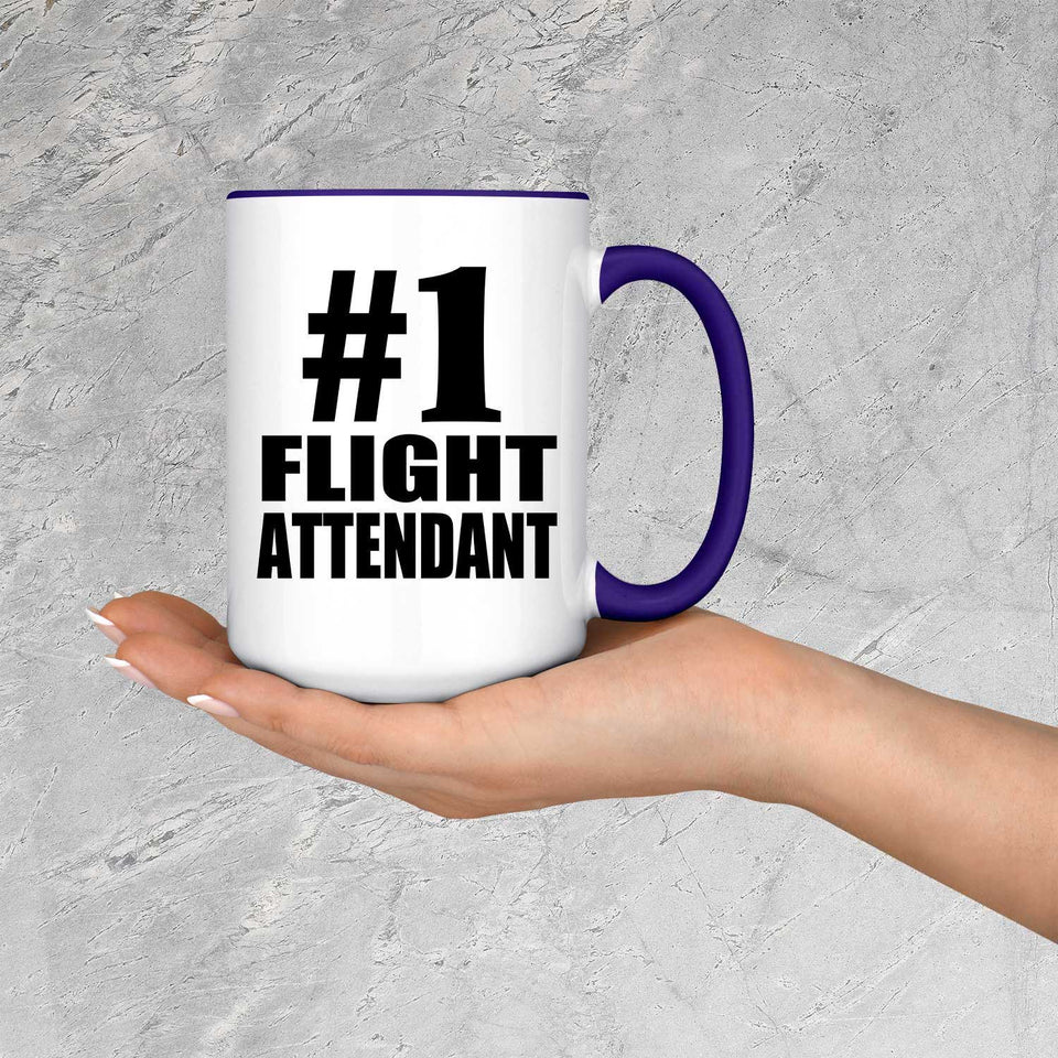 Number One #1 Flight Attendant - 15oz Accent Mug Purple