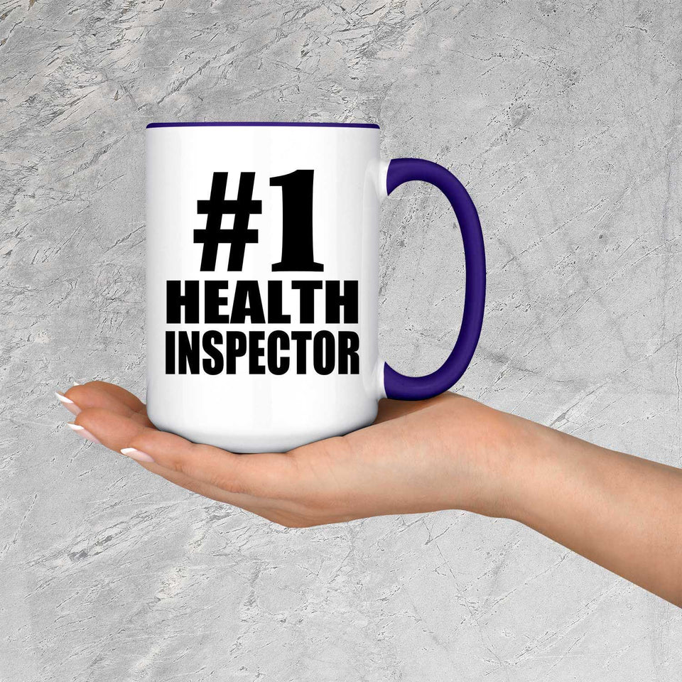 Number One #1 Health Inspector - 15oz Accent Mug Purple