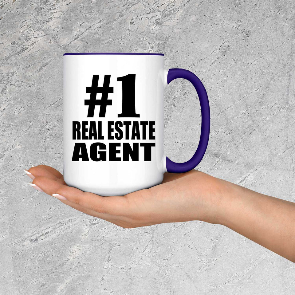 Number One #1 Real Estate Agent - 15oz Accent Mug Purple