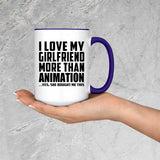 I Love My Girlfriend More Than Animation - 15oz Accent Mug Purple