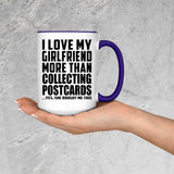 I Love My Girlfriend More Than Collecting Postcards - 15oz Accent Mug Purple