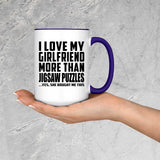 I Love My Girlfriend More Than Jigsaw Puzzles - 15oz Accent Mug Purple