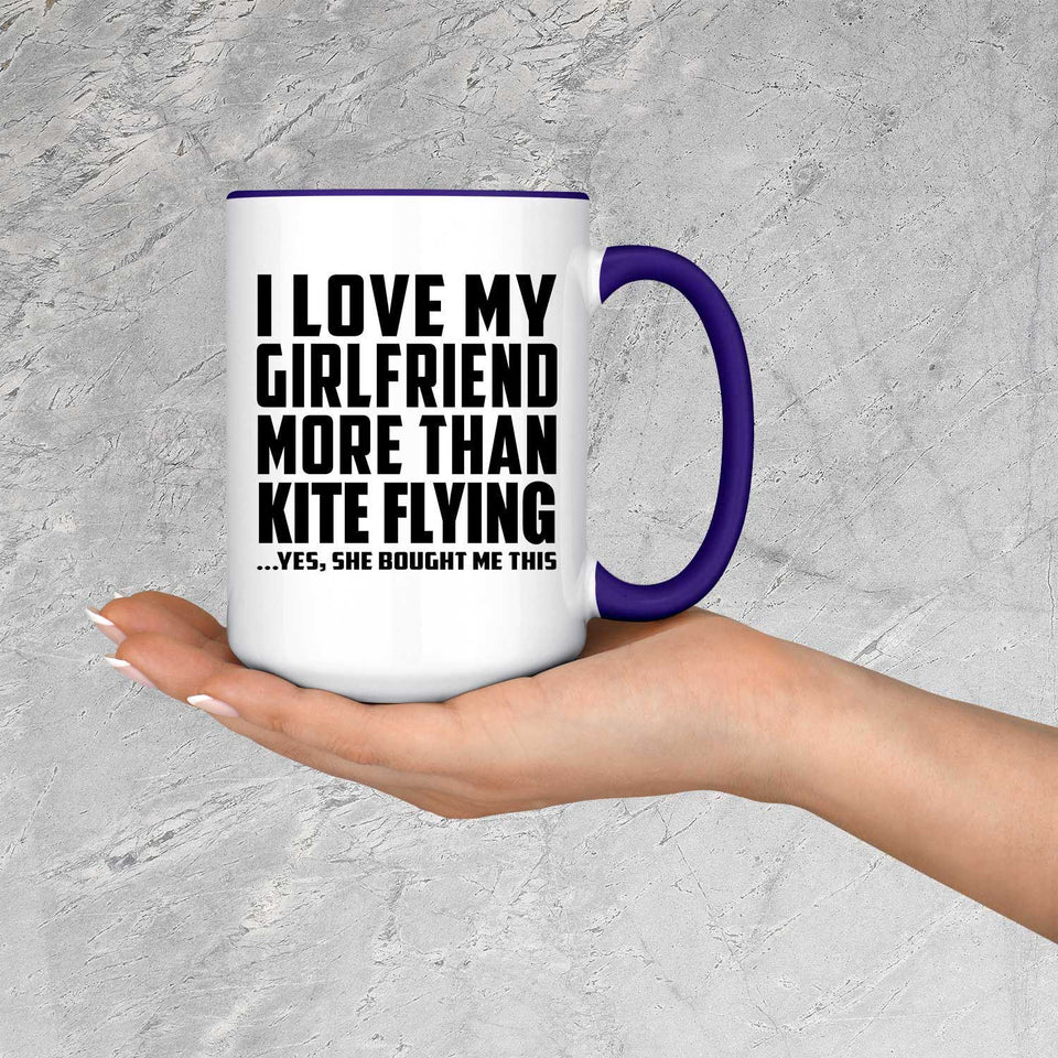 I Love My Girlfriend More Than Kite Flying - 15oz Accent Mug Purple