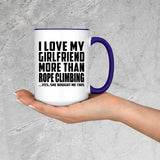 I Love My Girlfriend More Than Rope Climbing - 15oz Accent Mug Purple