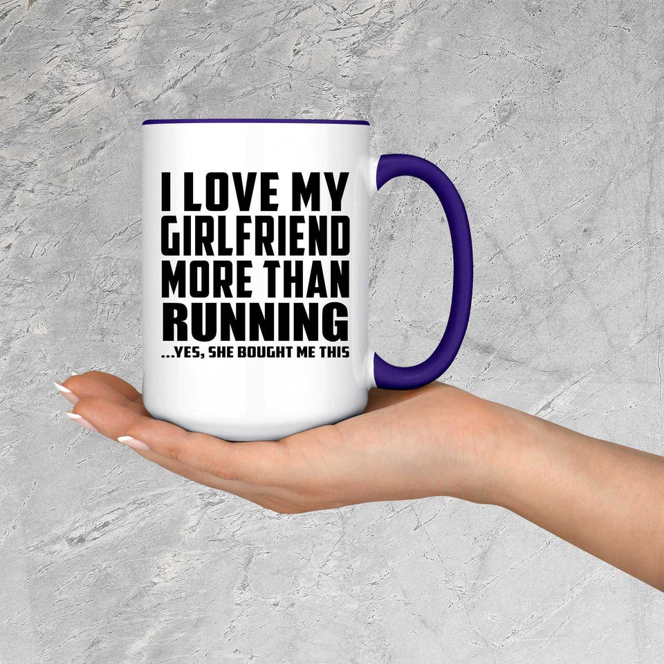 I Love My Girlfriend More Than Running - 15oz Accent Mug Purple