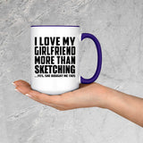 I Love My Girlfriend More Than Sketching - 15oz Accent Mug Purple