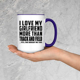 I Love My Girlfriend More Than Track And Field - 15oz Accent Mug Purple
