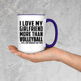 I Love My Girlfriend More Than Volleyball - 15oz Accent Mug Purple