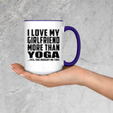 I Love My Girlfriend More Than Yoga - 15oz Accent Mug Purple