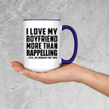 I Love My Boyfriend More Than Rappelling - 15oz Accent Mug Purple