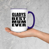 Gladys Best Mum Ever - 15oz Accent Mug Purple