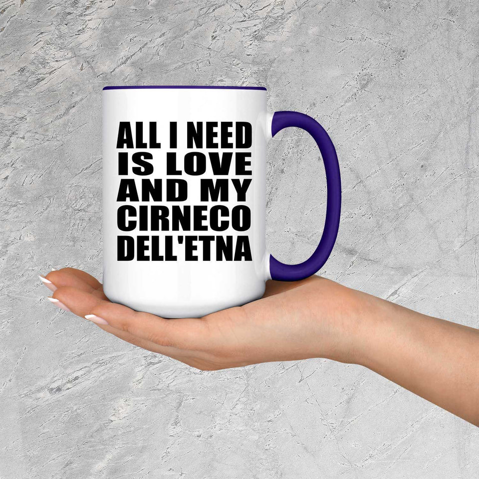 All I Need Is Love And My Cirneco Dell'etna - 15oz Accent Mug Purple