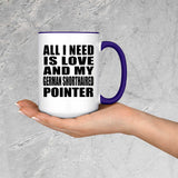 All I Need Is Love And My German Shorthaired Pointer - 15oz Accent Mug Purple