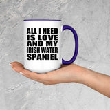 All I Need Is Love And My Irish Water Spaniel - 15oz Accent Mug Purple
