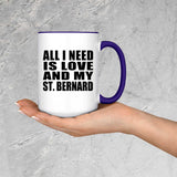 All I Need Is Love And My St. Bernard - 15oz Accent Mug Purple
