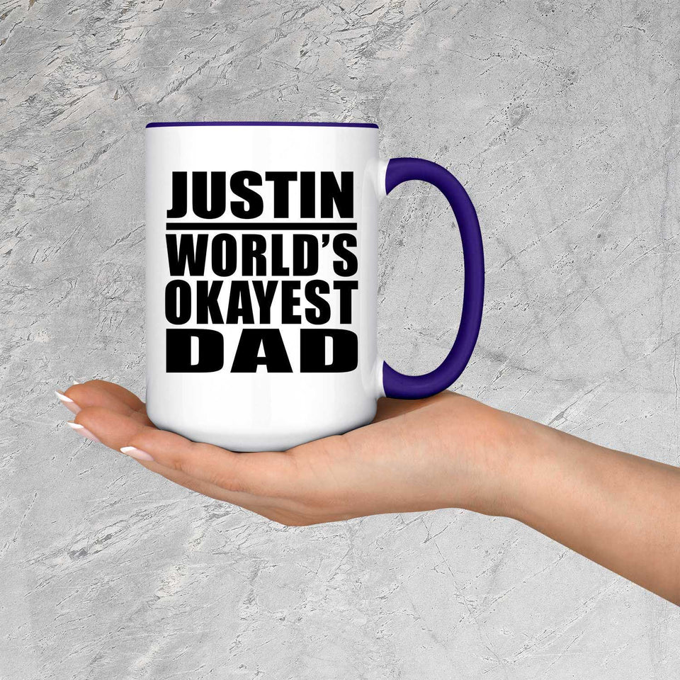 Justin World's Okayest Dad - 15oz Accent Mug Purple