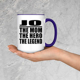 Jo The Mom The Hero The Legend - 15oz Accent Mug Purple