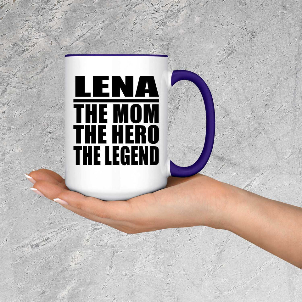 Lena The Mom The Hero The Legend - 15oz Accent Mug Purple