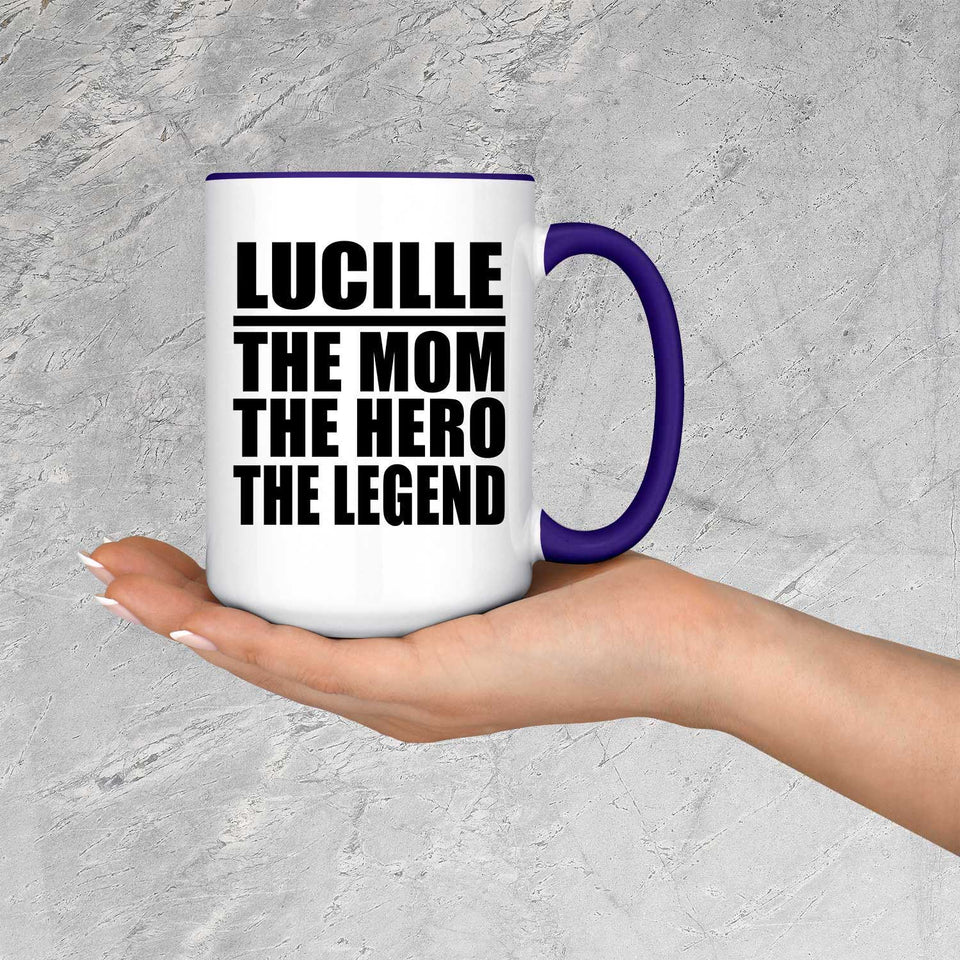 Lucille The Mom The Hero The Legend - 15oz Accent Mug Purple