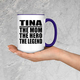 Tina The Mom The Hero The Legend - 15oz Accent Mug Purple