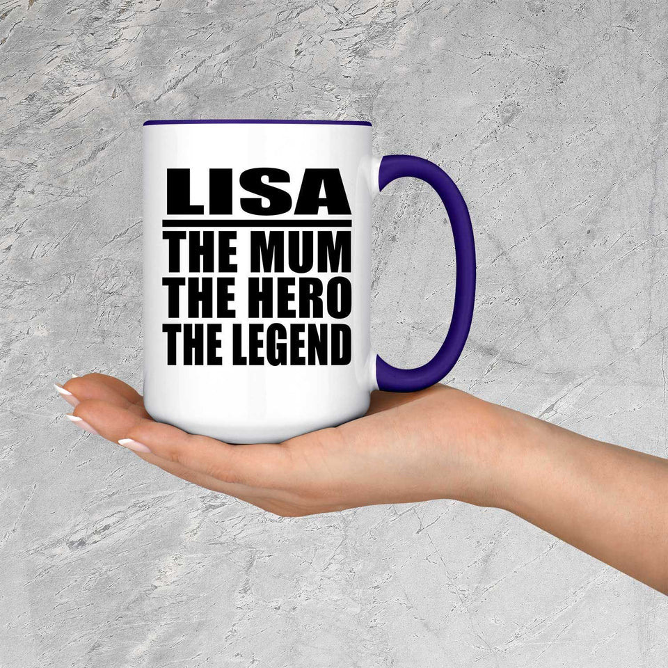 Lisa The Mum The Hero The Legend - 15oz Accent Mug Purple