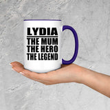 Lydia The Mum The Hero The Legend - 15oz Accent Mug Purple