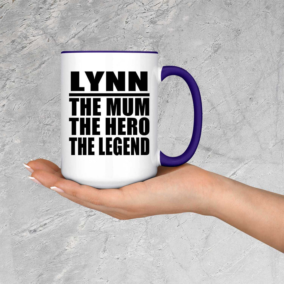 Lynn The Mum The Hero The Legend - 15oz Accent Mug Purple