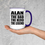 Alan The Dad The Hero The Legend - 15oz Accent Mug Purple