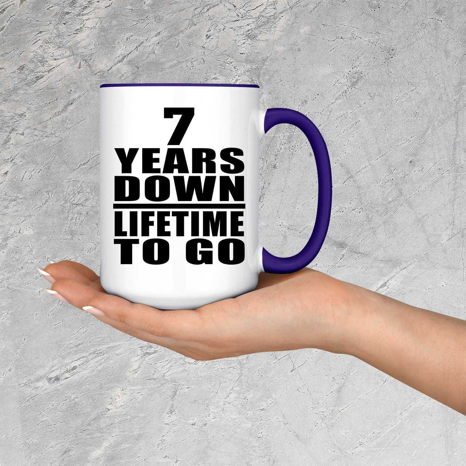 7th Anniversary 7 Years Down Lifetime To Go - 15oz Accent Mug Purple