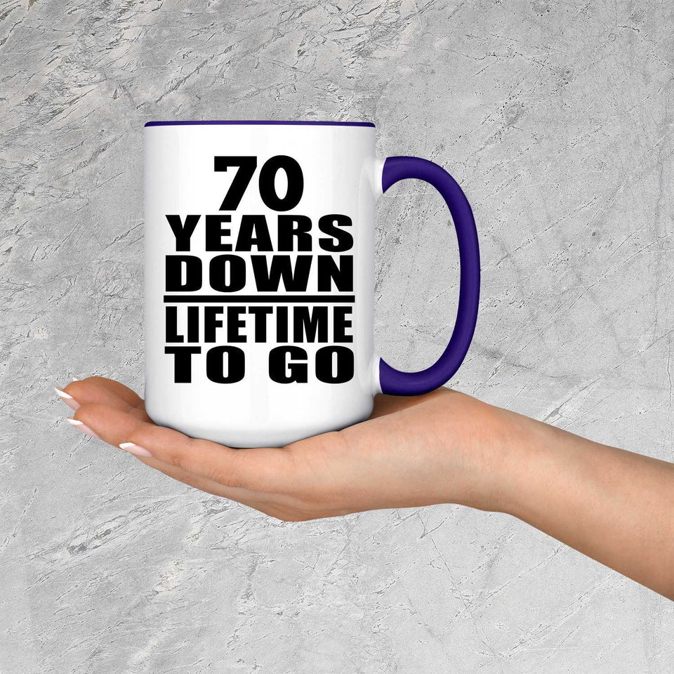 70th Anniversary 70 Years Down Lifetime To Go - 15oz Accent Mug Purple