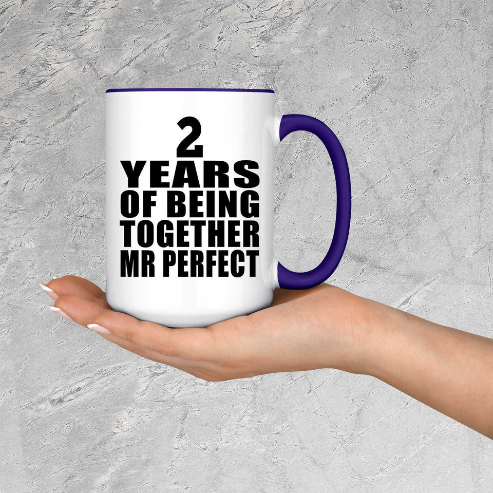 2nd Anniversary 2 Years Of Being Mr Perfect - 15oz Accent Mug Purple