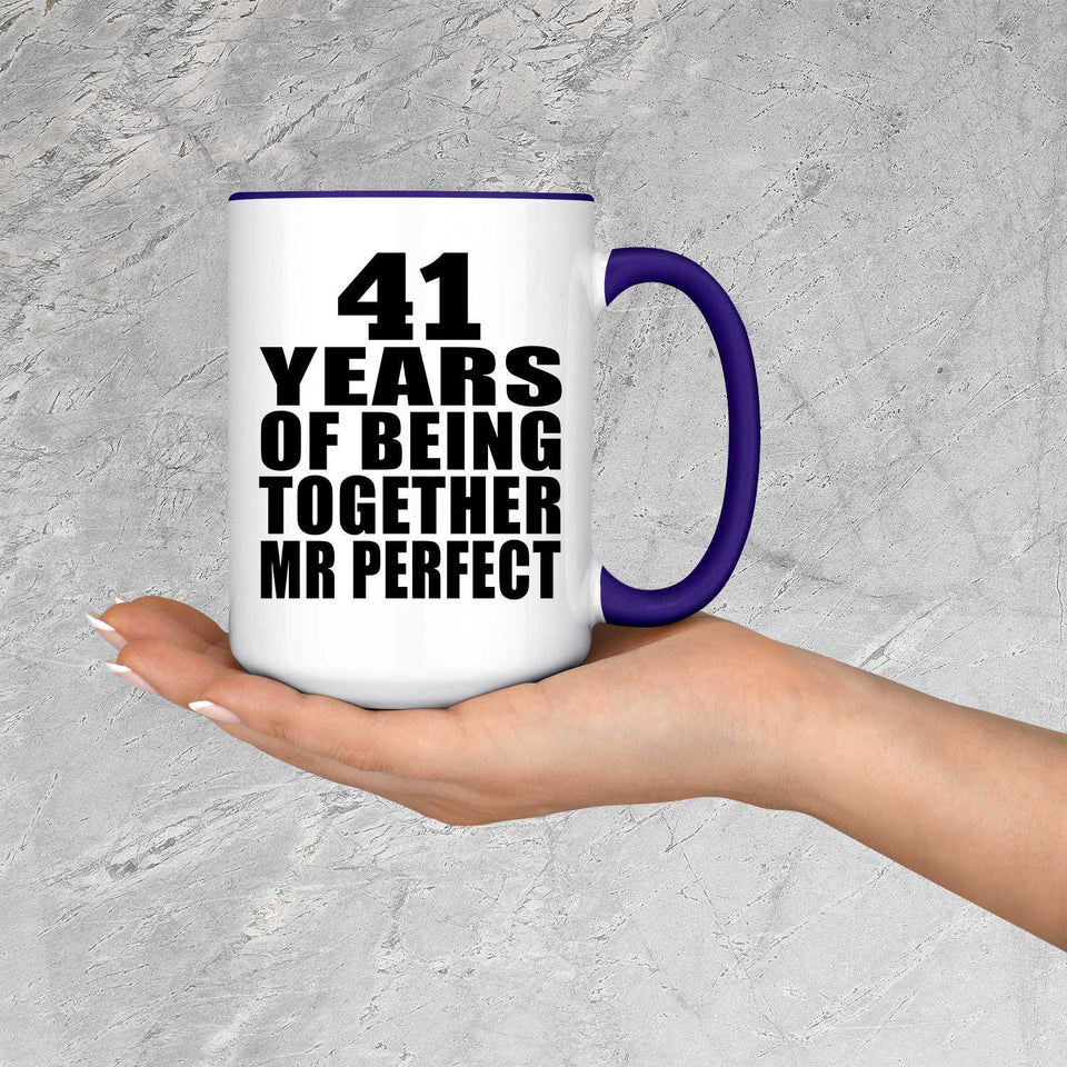41st Anniversary 41 Years Of Being Mr Perfect - 15oz Accent Mug Purple