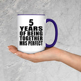 5th Anniversary 5 Years Of Being Mrs Perfect - 15oz Accent Mug Purple