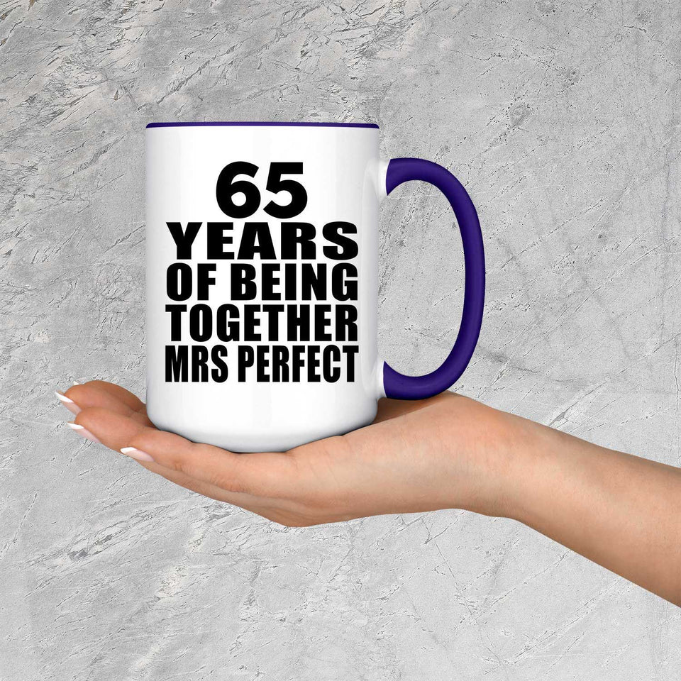 65th Anniversary 65 Years Of Being Mrs Perfect - 15oz Accent Mug Purple