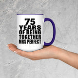 75th Anniversary 75 Years Of Being Mrs Perfect - 15oz Accent Mug Purple