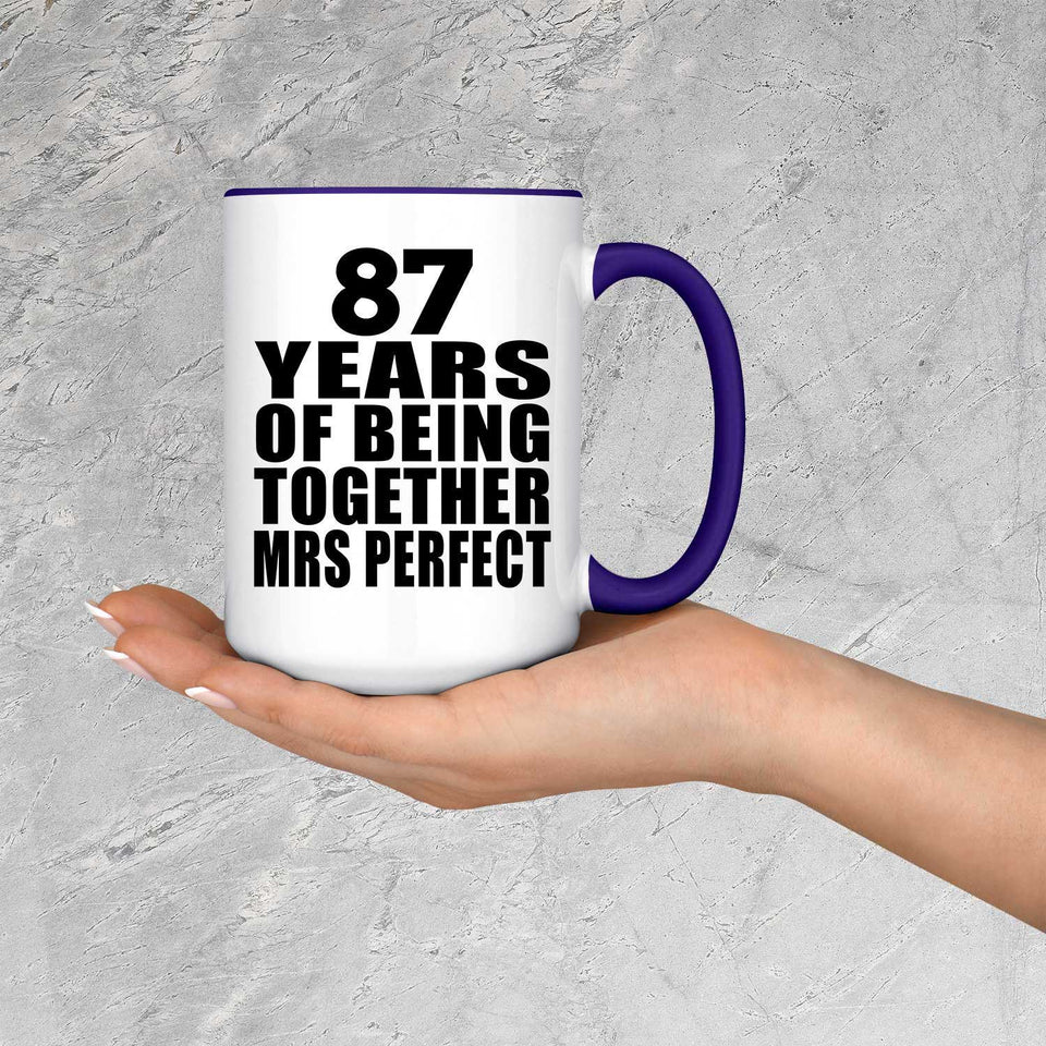 87th Anniversary 87 Years Of Being Mrs Perfect - 15oz Accent Mug Purple