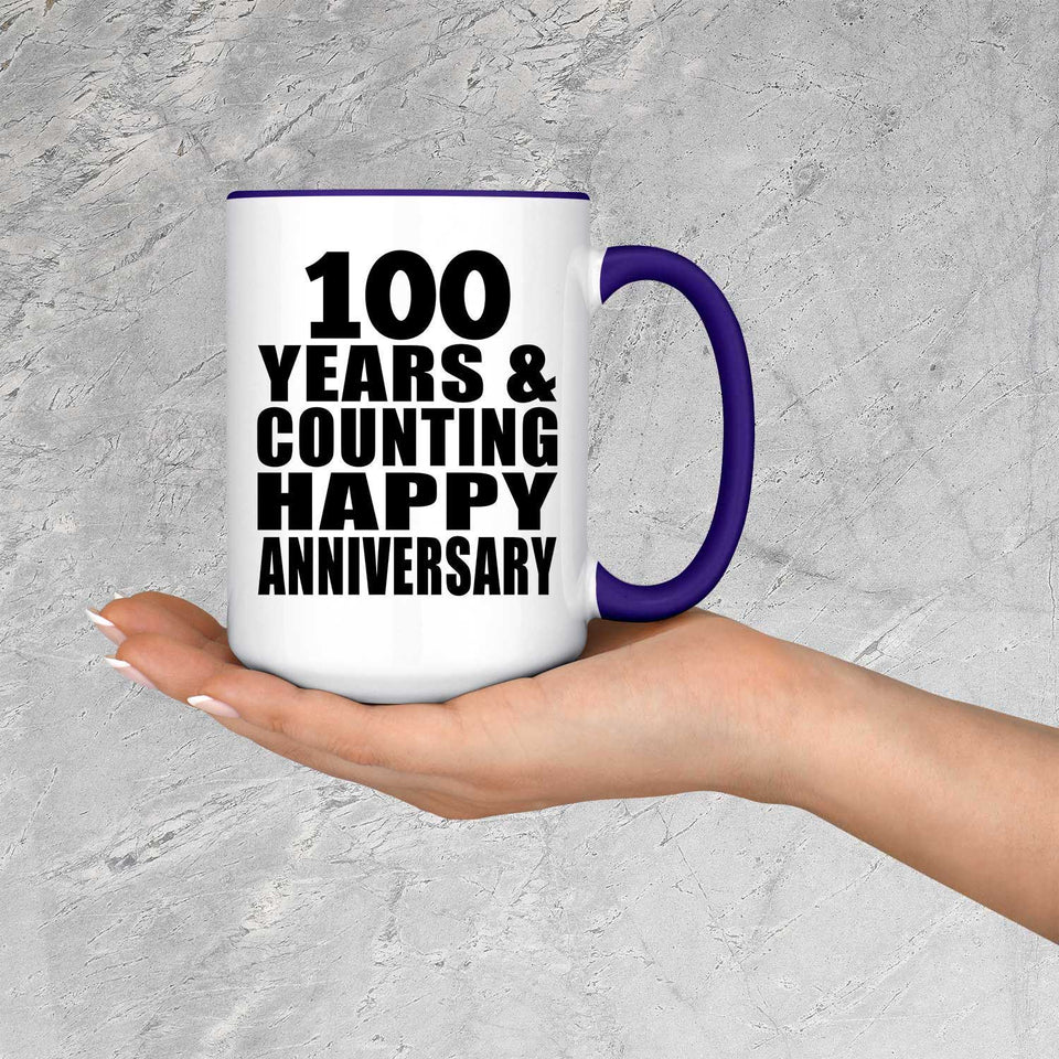 Happy 100th Anniversary 100 Years & Counting - 15oz Accent Mug Purple