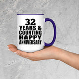 Happy 32nd Anniversary 32 Years & Counting - 15oz Accent Mug Purple