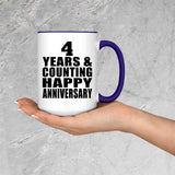 Happy 4th Anniversary 4 Years & Counting - 15oz Accent Mug Purple