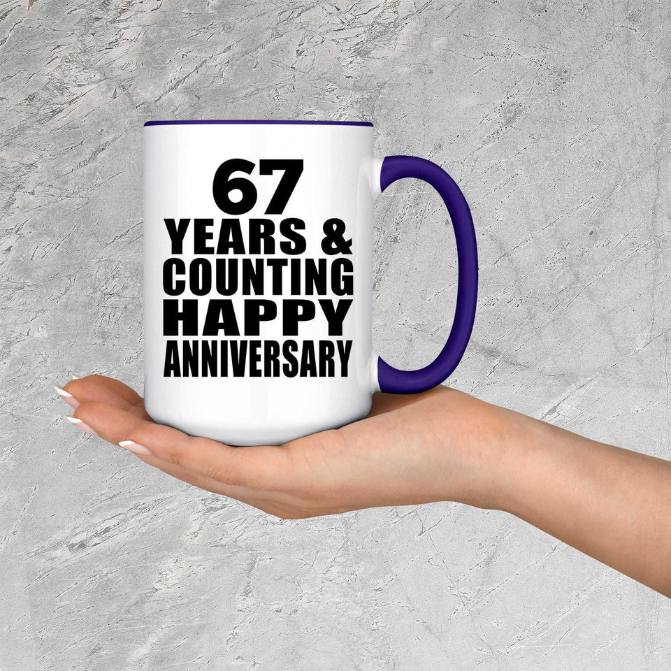 Happy 67th Anniversary 67 Years & Counting - 15oz Accent Mug Purple