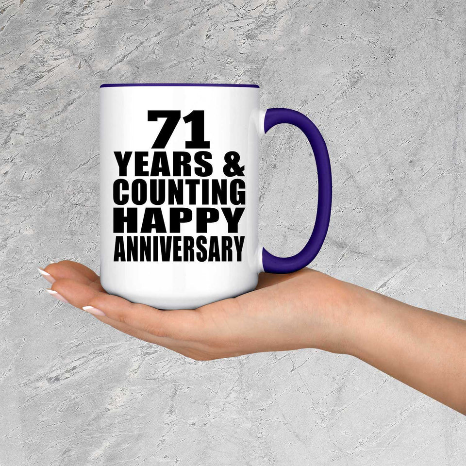 Happy 71st Anniversary 71 Years & Counting - 15oz Accent Mug Purple