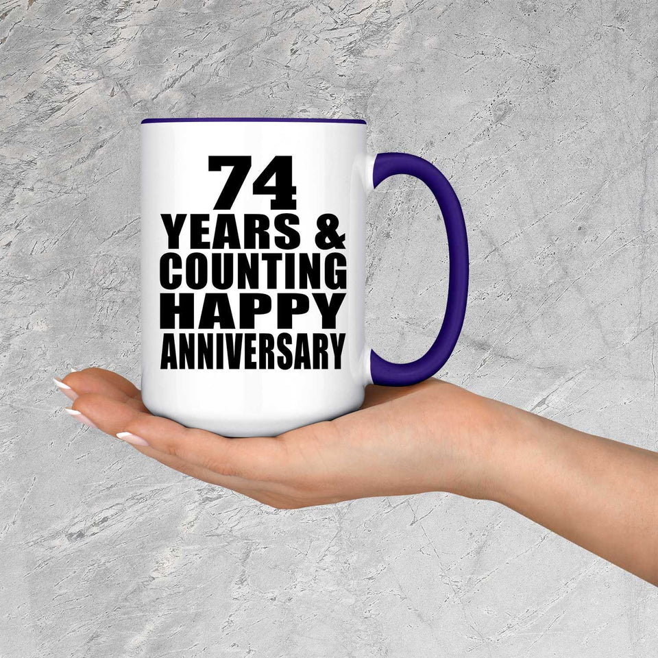 Happy 74th Anniversary 74 Years & Counting - 15oz Accent Mug Purple