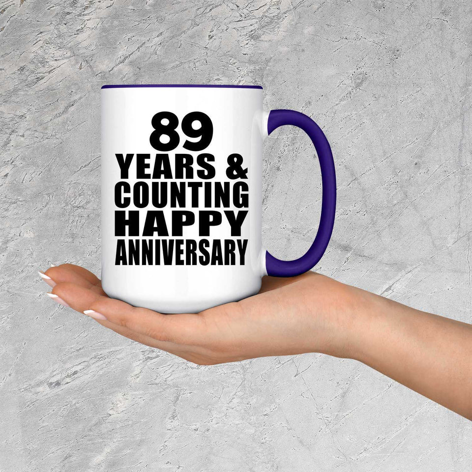 Happy 89th Anniversary 89 Years & Counting - 15oz Accent Mug Purple