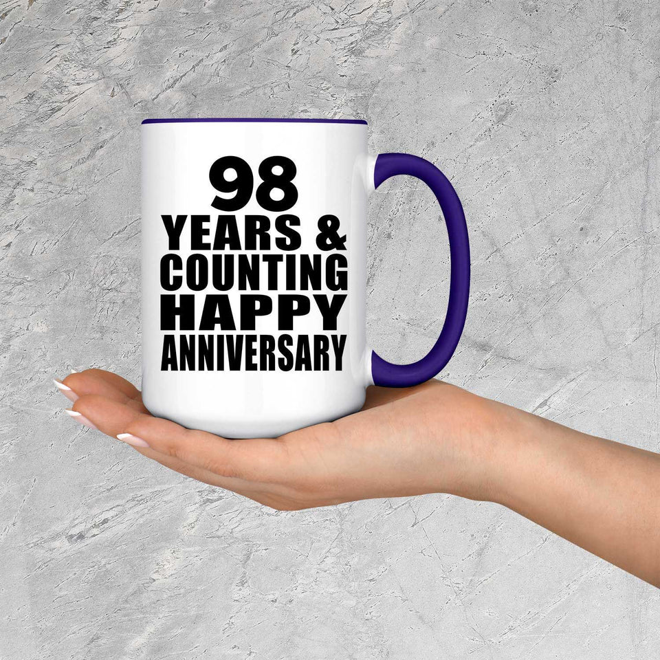 Happy 98th Anniversary 98 Years & Counting - 15oz Accent Mug Purple