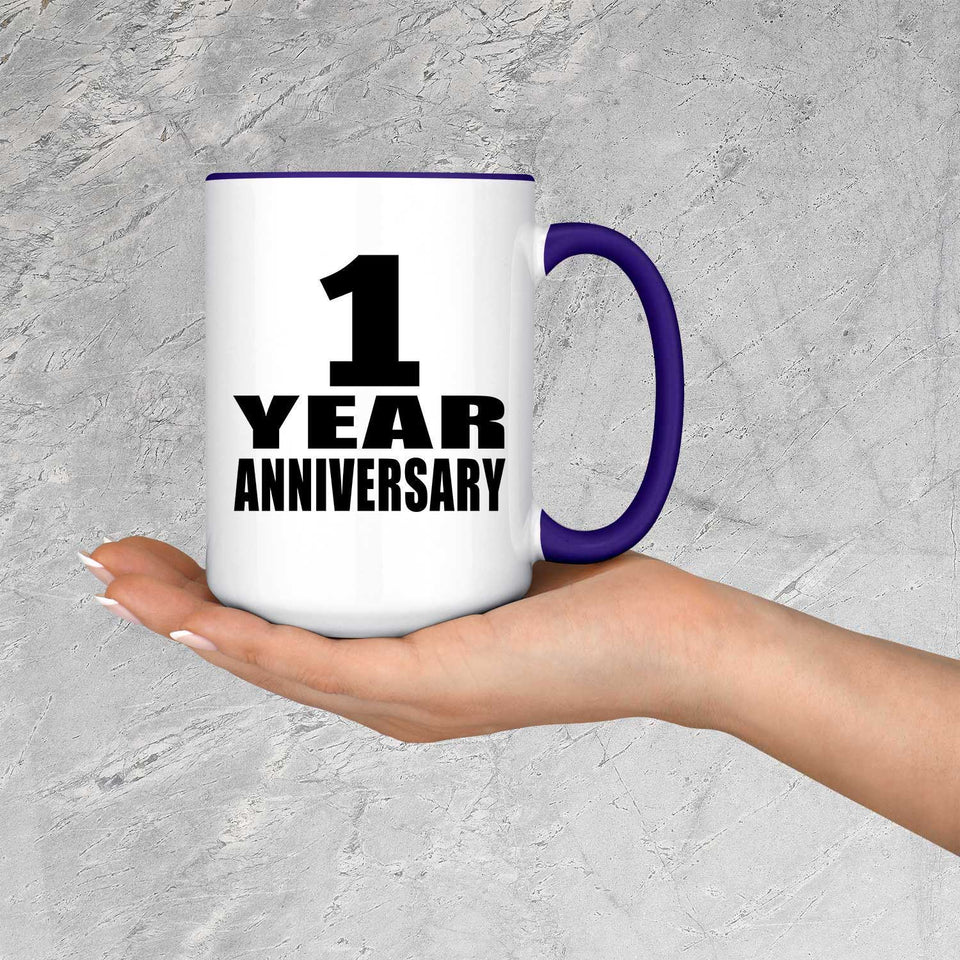 1st Anniversary 1 Year Anniversary - 15oz Accent Mug Purple